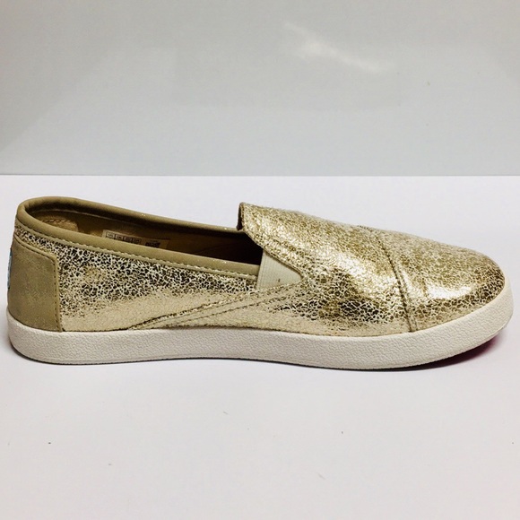 Toms Glittery Gold Slip-ons (6Y) - Picture 1 of 7